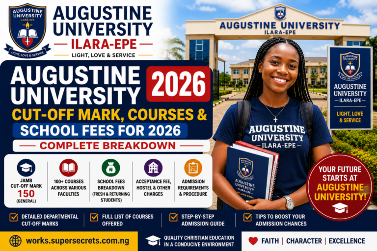 Augustine University Ilara-Epe Cut-Off Mark, Courses & School Fees For 2026 Complete Breakdown