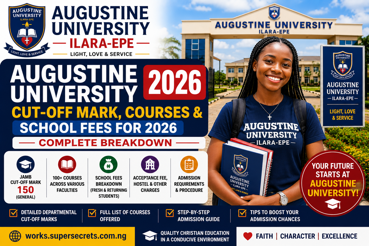 Augustine University Ilara-Epe Cut-Off Mark, Courses & School Fees For 2026 Complete Breakdown
