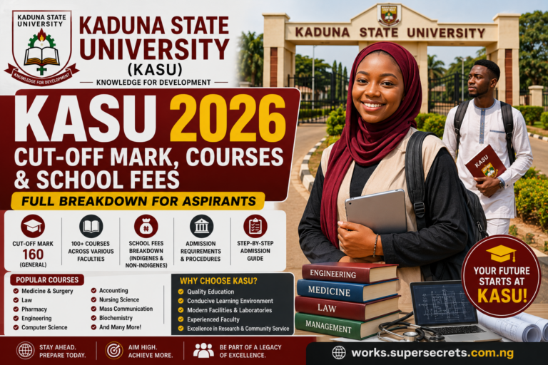 Kaduna State University (KASU) Cut-Off Mark, Courses & School Fees For 2026