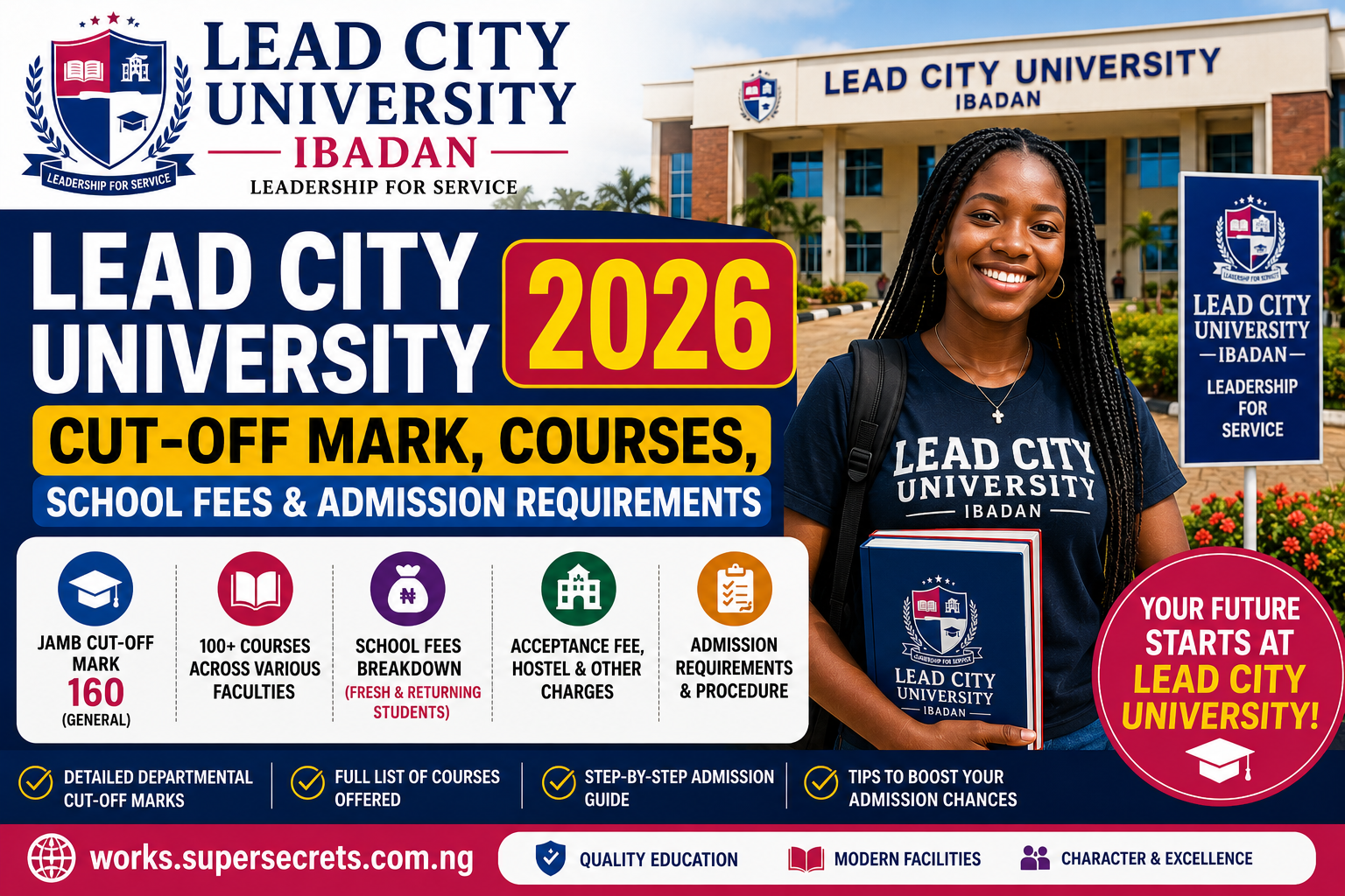 Lead City University Ibadan 2026 Cut-Off Mark, Courses, School Fees & Admission Requirements